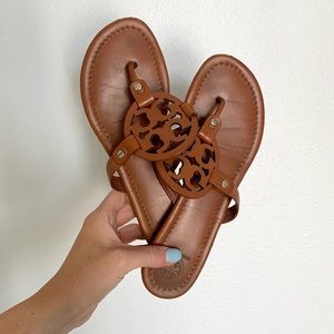 Tory Burch Miller Calf Leather Vintage Vachetta Sandals / Flip Flops